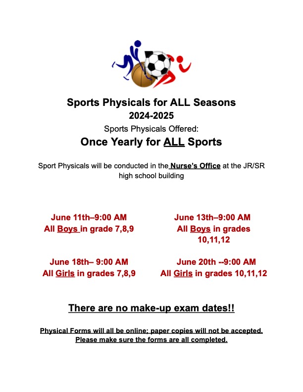 Sports Physicals for all seasons flyer