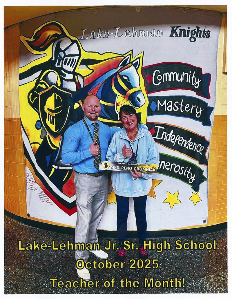 Lake-Lehman Jr. Sr. High School October 2025 Teacher of the Month! - Mrs. Reno-Gromniak