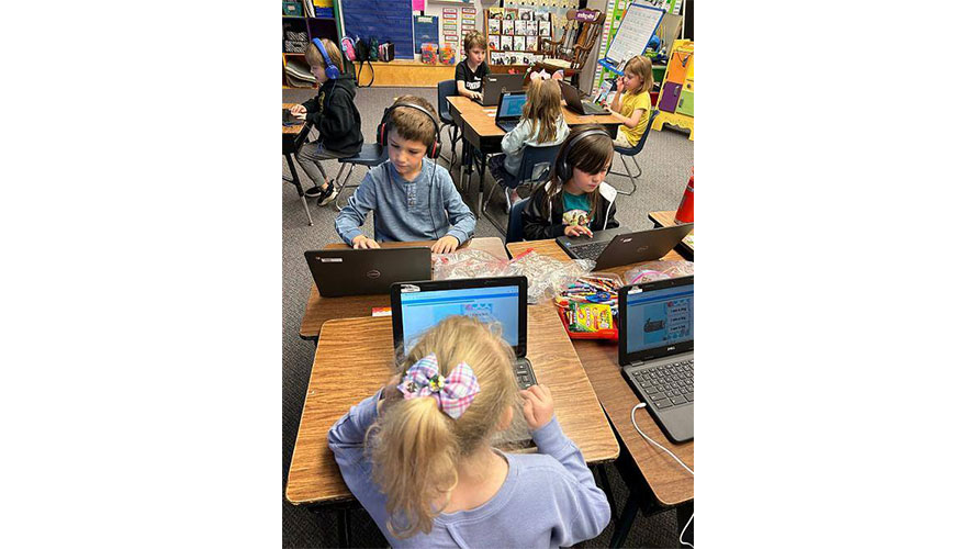 Students working on laptops