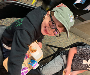 student eating his lunch