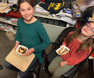 student with toast