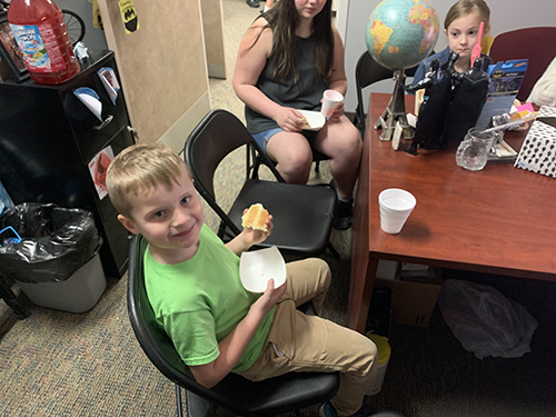 Boy enjoying Principal Toast celebration