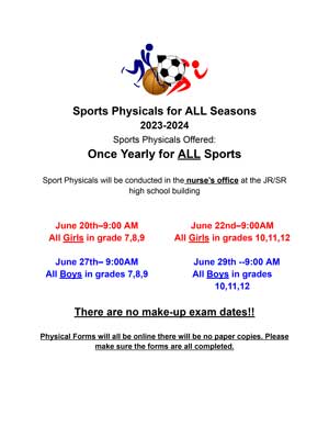 Sports Physicals for all seasons flyer