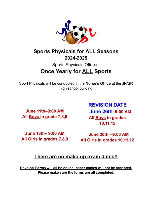 Sports Physicals for all seasons flyer