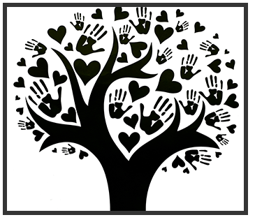 Drawing of a tree with heart-shaped leaves