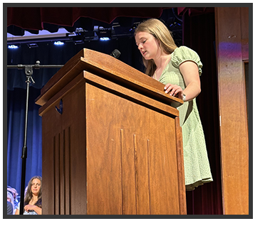 Student at podium